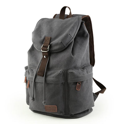Man Leather Casual USB Interface Backpack Bag Hole Mens School Travel Rucksack Laptop Backpack
