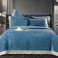 4pcs/set High-end Coral Velvet Bed Sheet Winter Thick Warmth Quilt Cover Solid Color Soft Pillowcase