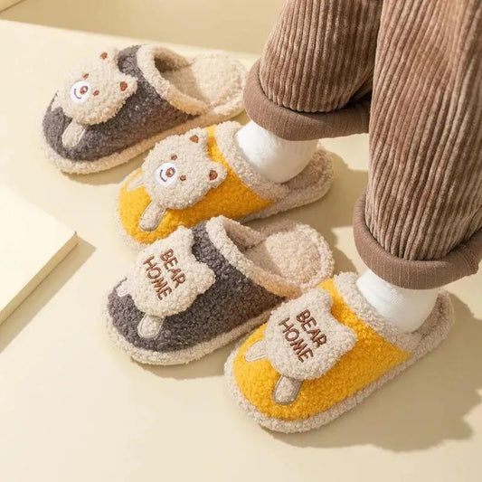 Children's Cotton Slippers Boys and Girls Cute Bear Indoor Home Floor Slippers Children's Middle-aged Children's Slippers Autumn and Winter