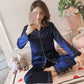Women's Pajamas Set Spring Autumn Sleepwear Suit Silk Shirt Loose Casual Home Wear Long Sleeve Tops and Pants Suits Solid Plus Size M-5XL Nightwear