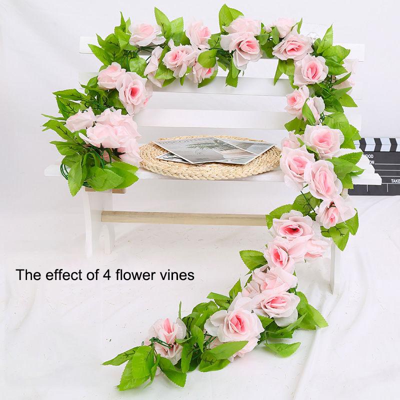 Simulation Rose Vines Fake Flowers Living Room Shelter Decoration Ceiling Vines Plastic Plants Twining