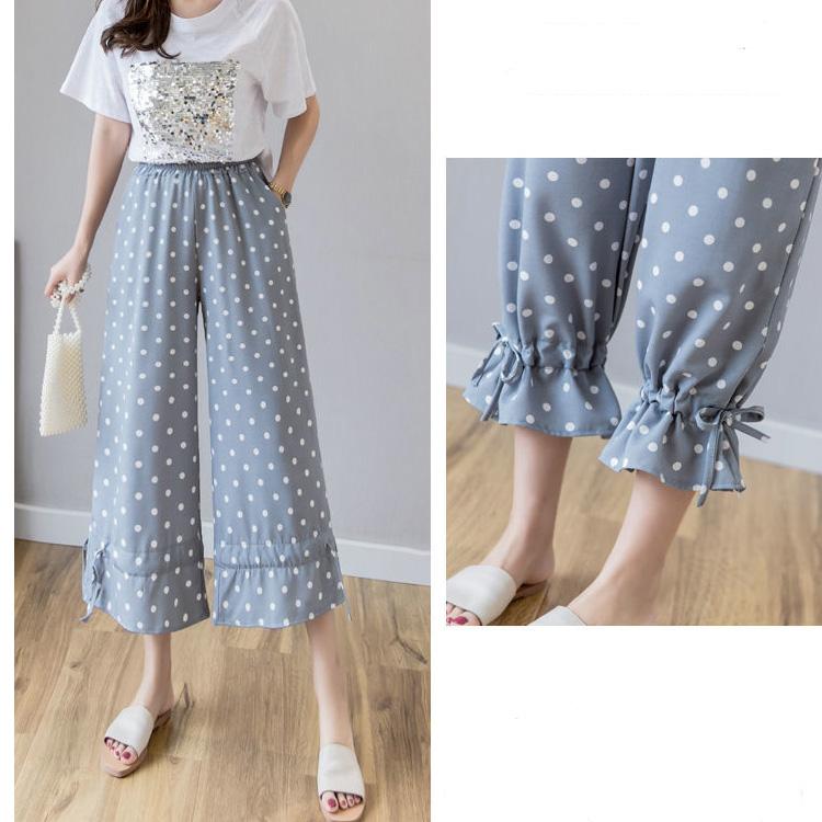 WTEMPO Chiffon Harem Trousers Summer Cool  Thin Women Loose High Waist Wide Leg Straight Trousers Casual Comfortable Office Home Go Out Party