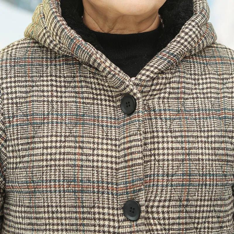 Middle-aged and Elderly Women's Grandmother Winter Padded Jacket Mid-length Plus Velvet Thickening Elderly Mother's Coat