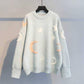 Stars and Moon Sweater Women Winter Loose Round Neck Long Sleeved Pullover Knitted Sweater