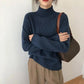 Autumn Winter Modal Cotton Pullover Women's Loose Half Turtleneck Sweater Fashion Curled Long Sleeve Knitwear