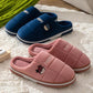 Winter Slippers Women Plaid Embroidery Non Slip Warm Men Slides Thick Fleece Warm Slippers Plus Size Shoes