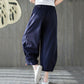 WTEMPO L-XXXXL Cotton Linen Pants Women Ethnic style Loose Elastic Waist Solid Color Casual Trousers