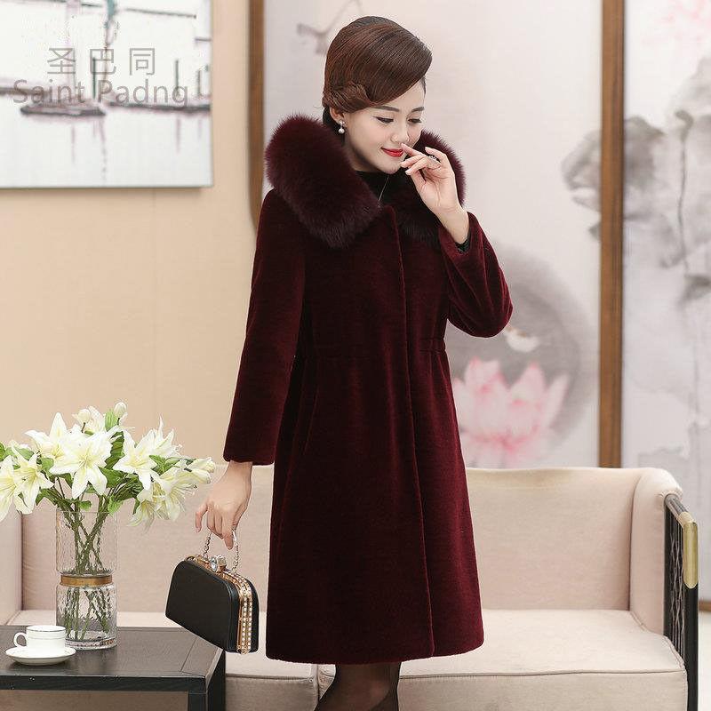 Winter Temperament Ladies Mink Fur Coat Women's Mid-length Large Size Thickened Waist Slimming Hooded Mink Fleece Faux Fur Thermal Jacket