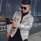 Men's Jacket Winter Coat Men's Tide Korean Style Stand-up Collar Short Shiny Cotton Jacket Trend Padded Jacket Men