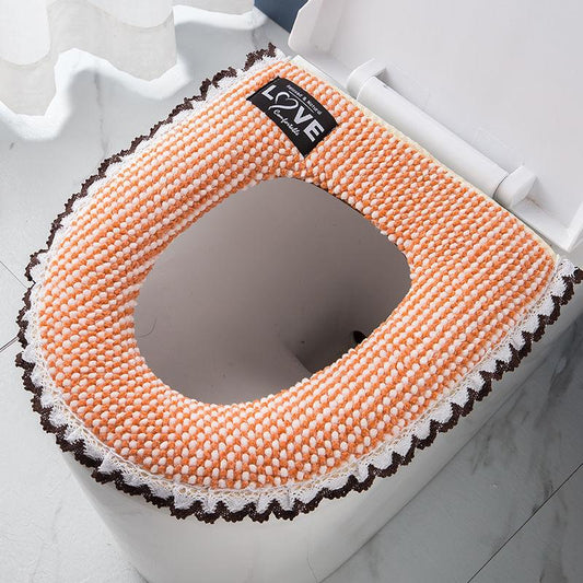 Universal Toilet Seat Cover Round Toilet Seat Cushion Winter Thickening Warm Washable Zipper Toilet Seat Cover