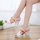 Sandals  Women Summer Korean Style Small Thick Heel High Heels Mid-heel Buckle  All-match Open-toed Women's Shoes