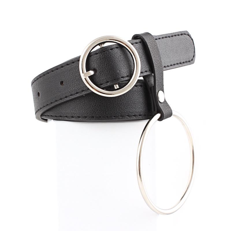 Round buckle pin buckle belt belt women combination fashion trend with rings belt