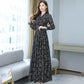 Chiffon Long Sleeve Dress Spring and Autumn Floral Chiffon Super Fairy Waist Beach Dress Long Skirt Fabric Lightweight Breathable