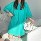 Nightdress Women's Mid-length Short-sleeved Solid Color Loose Casual Style Pajamas Are White and Can Be Worn Outside As Home Clothes