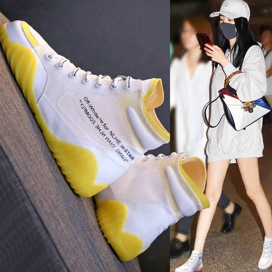 Women's Trendy Shoes Summer Breathable High-top Shoes Gauze Canvas Jelly Shoes