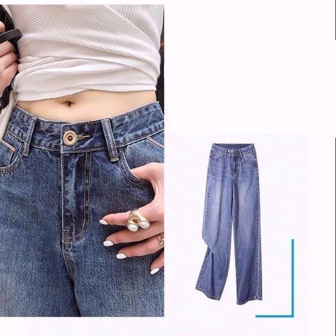 Fashion Women High Waist Casual Straight Tube Wide Leg Pants Vintage Jeans Jeans Woman