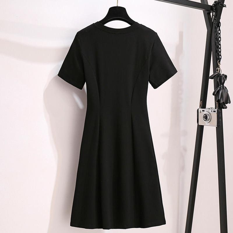 2 Pieces Ladies Dress Spring and Summer Round Neck Short Sleeve Casual Vacation Office Home
