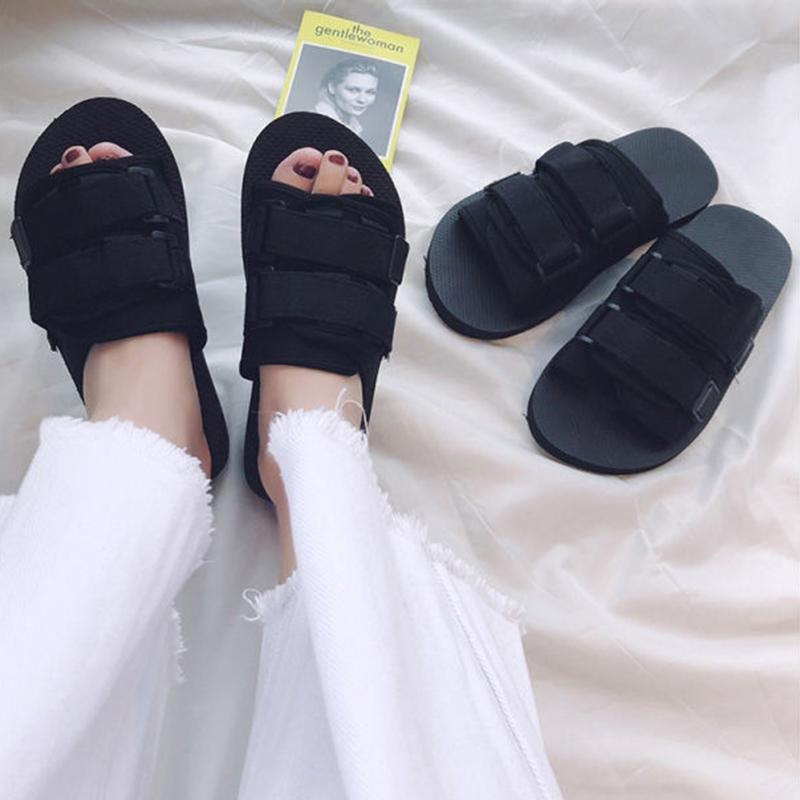 Sandals and Slippers Women's Summer Outdoor Wear Fashion All-match Slippers Korean Couple Students Non-slip Beach Shoes