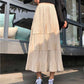 High Waist Gold Velvet Pleated Skirt Mid-length Long Skirt Solid Color All-match Skirt Autumn and Winter Female A-line Skirt