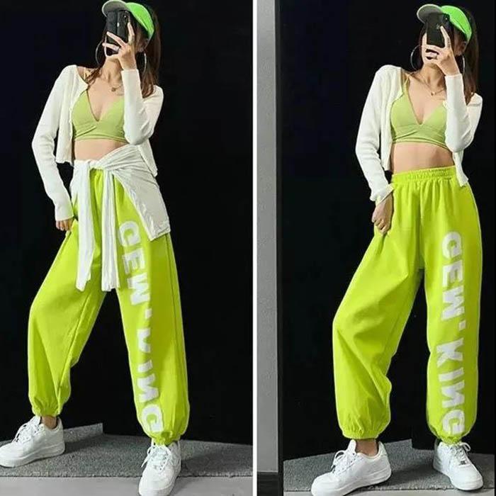 Casual Pants Children Trend Hip Hop Jazz Dance Square Dance Street Dance Pussy Casual Sports Trousers Letter Printing