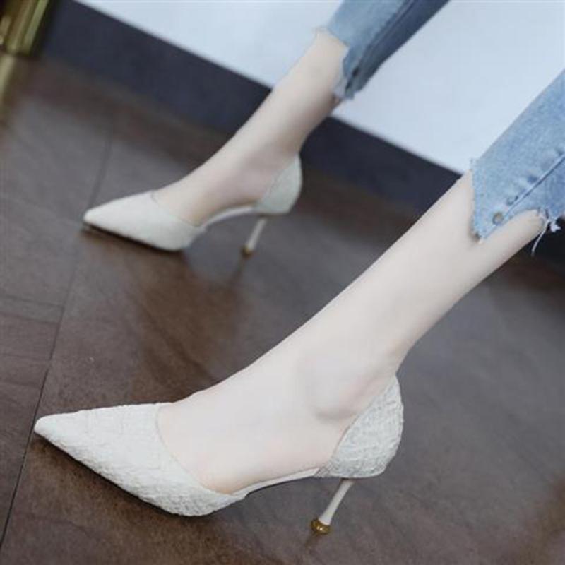 French Girl Shallow Mouth Hollow High Heels Women Stiletto All-match Pointed Toe Single Shoes Summer