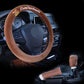 Fawn Embroidery Wool Steering Wheel Cover Set Hand Brake Cover Gearbox Handle Cover Winter Warm Car Interior