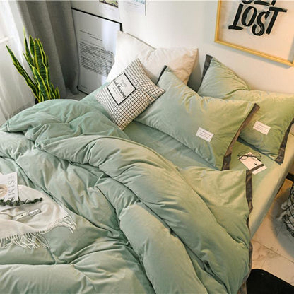 Winter Four-piece Set Double-sided Velvet Thick Short Plush Bed Linen Quilt Cover Coral Velvet 4-piece Set