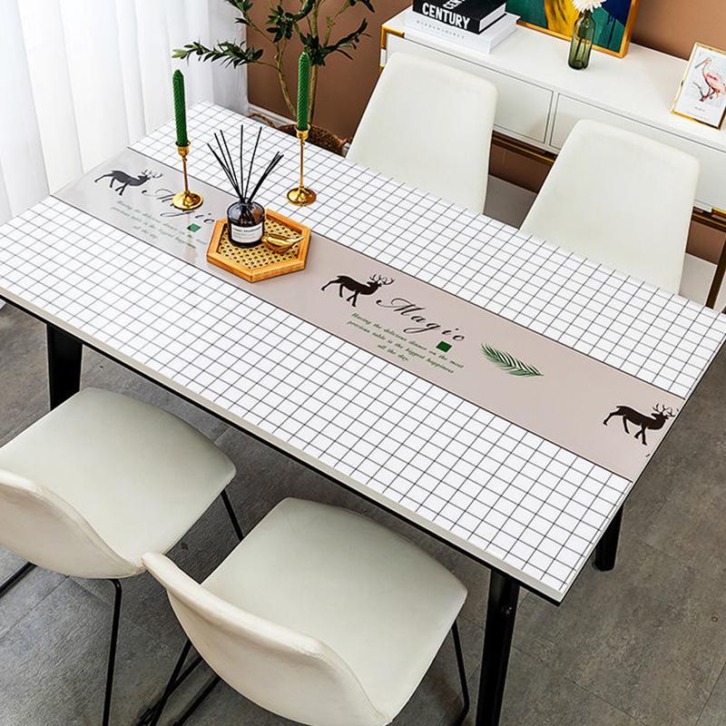 PVC Soft Glass Tablecloth Rectangular Table Mat Anti-scald Water-proof Oil-proof Disposable Coffee Table Table Mat Tablecloth