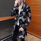Men Camouflage Slim Windbreaker Suit Collar Coat Casual Jacket Trend Parka Long