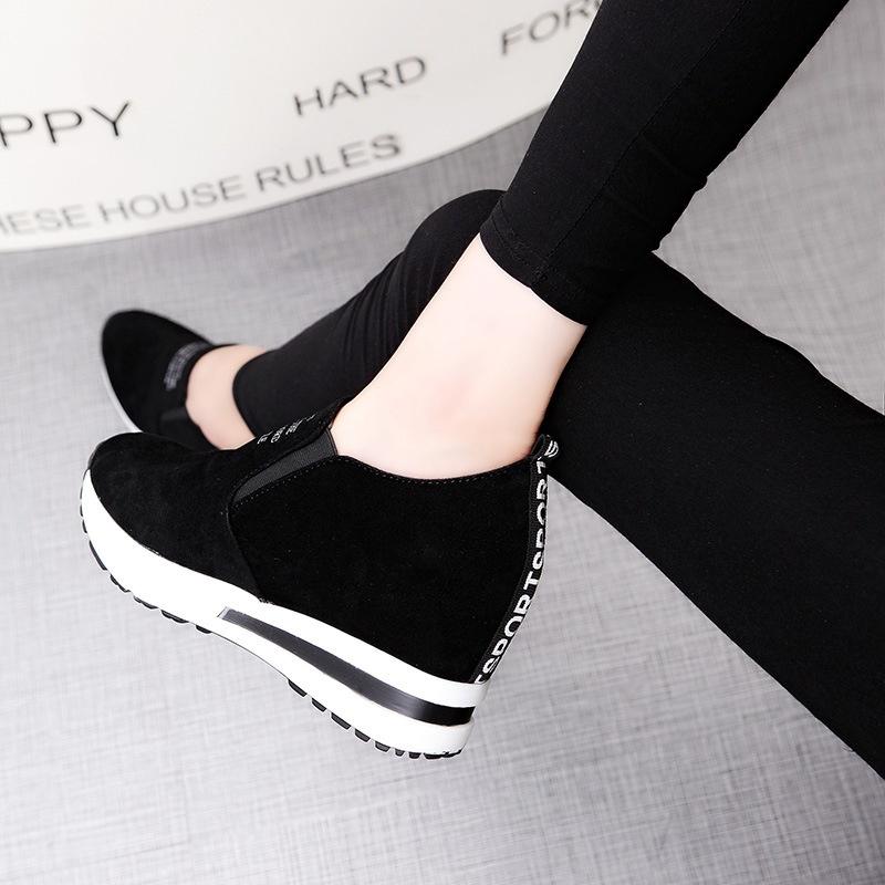 Ladies Leisure Platform Hidden Wedge Heels Slip on Sneakers Shoes