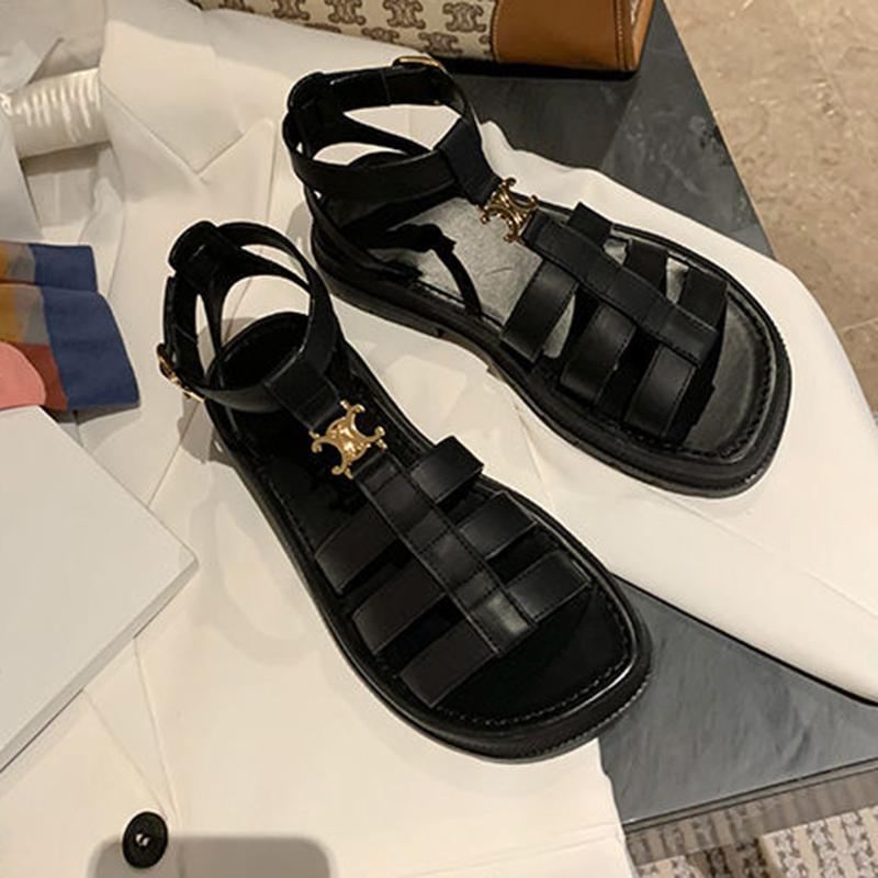 Sandals Women's Summer Flat Bottom High-end Retro Thick Bottom Ladies Sports Woven Sandals