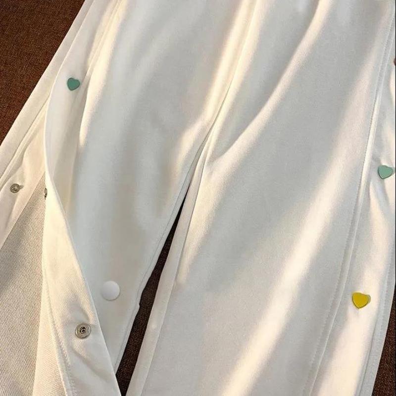 Love Breasted High-waist Sports Casual Straight-leg Pants Female Summer Thin Section Was Thin Loose Wild Guard Pants Female Ins Tide