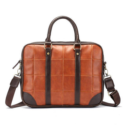 Business briefcase men retro large capacity zipper PU leather anti-theft waterproof wearable handbag