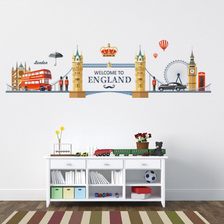 Bedroom TV background decoration European romantic London landscape wall sticker