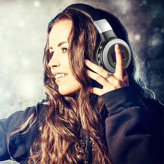 LED Display Wilress Headphones Bluetooth 5.0 Headset Stereo Noise Canceling Earphone with Microphone