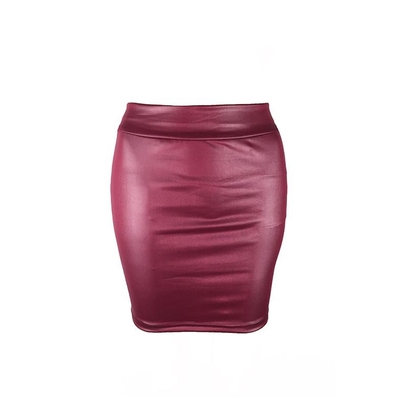 Women Sexy Black PU Leather Pencil Bodycon High Waist Mini Short Skirt