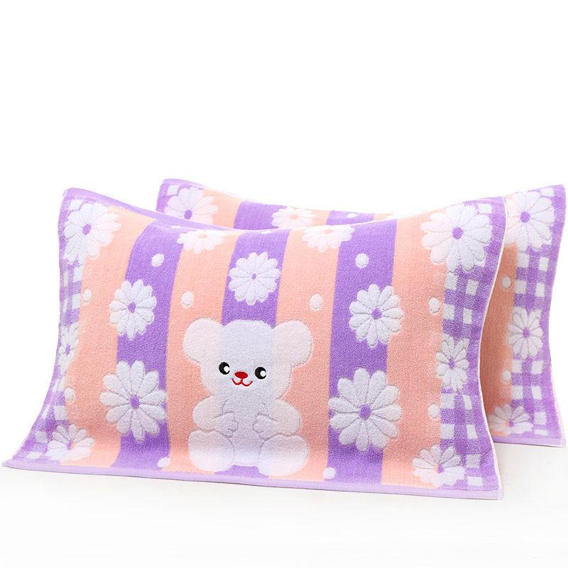 Four Seasons Adult Cotton Cartoon Pillow Towel Pair Pack Increase Thicker Soft Comfortable Couple Terry Absorbent Pillow Towel
