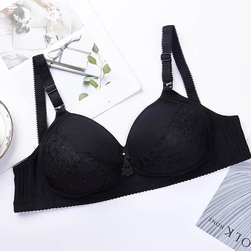 Large Size Unwired Sexy Lace Embroidered Push Up Bra Adjustable Women's Breathable Shaping Bra