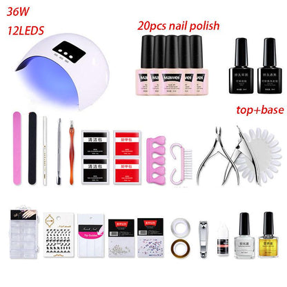 Manicure Set Kit 36W led UV Lamp Dryer 25pcs Soak Off Nail Gel Polish Nail art Set nail dryer set