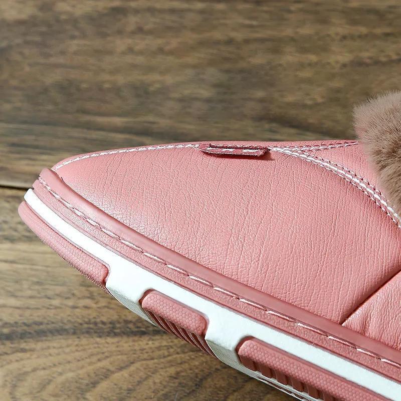 Warm and Velvet Thick-soled Cotton Shoes for Lovers Leather Waterproof Non-slip Bag Heel Shoes for Winter