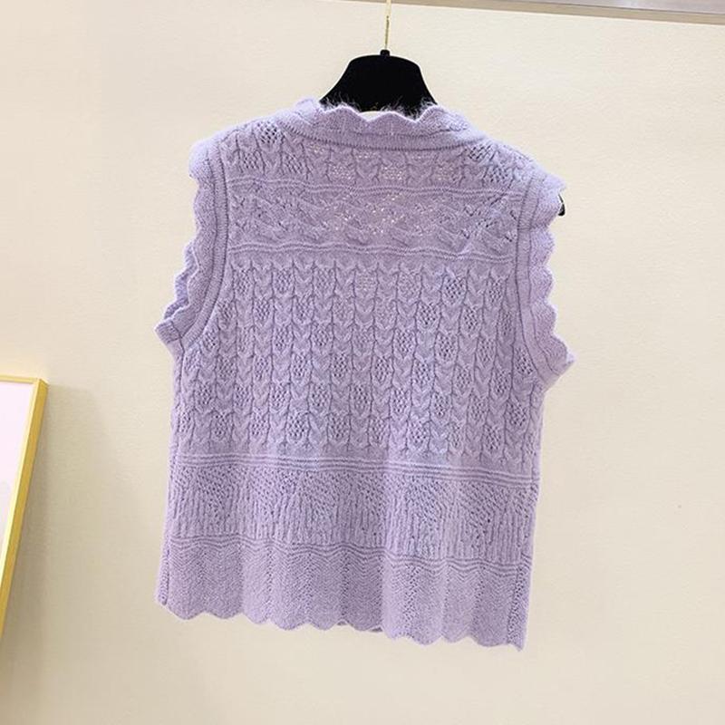 V-Neck Knitted Vest Women New Korean Fashion Sleeveless Sweaters Waistcoat for Outwear Spring Autumn 2021