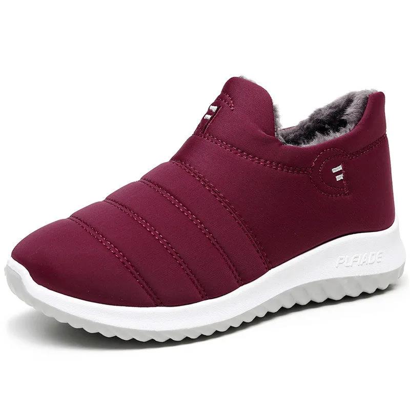 Winter Fleece Warm Sports Shoes Walking Shoes Flat Non-slip Women's Cotton Shoes