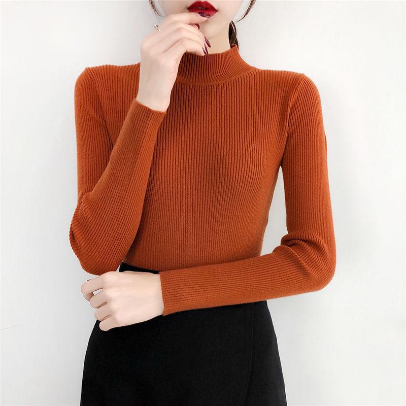 2019 Fall Turtleneck Sweaters Women Long Sleeve Thin Sweaters Winter Knitted Pullovers Jumpers Tops