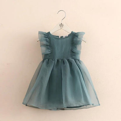 Shell Element Dress Round Neck Dress Summer Girl Children's Clothing Children's Show Host Dress