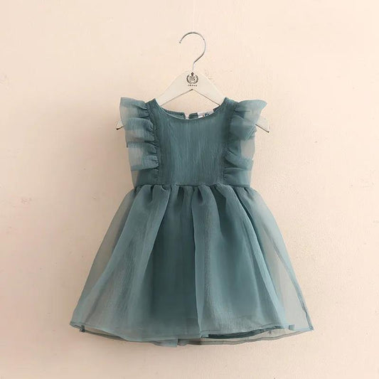 Shell Element Dress Round Neck Dress Summer Girl Children's Clothing Children's Show Host Dress