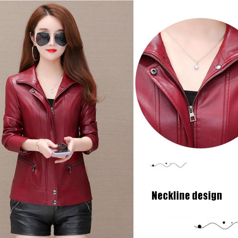 Women's Sheepskin Leather Jacket Autumn and Winter Short  Leather Jacket Slim Large Size Motorcycle Motorcycle Jacket   Sheepskin Coats