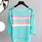 Cutout Knit Sun Blouse Loose Thin Top Women's Contrast Stripe Cutout Hollow Knit Sweater Women's Sexy See-through Dress