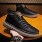Men's Leather Shoes Spring Black Plate Shoes High Top Casual Leather Shoes Formal Business Shoes Boys Lace-up Shoes
