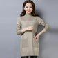 Autumn and Winter Half High Neck Pullover Sweater In The Long Section Loose Thick Bottoming Shirt Simple Solid Color Women's Sweater Dress