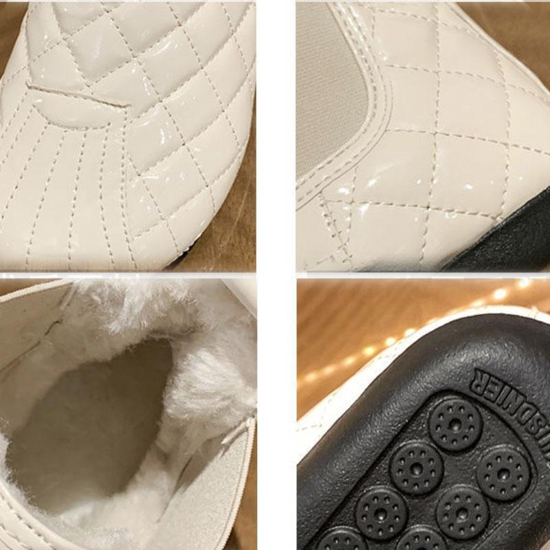 Autumn and Winter Short Boots Warm and Velvet Thickened Rhombus Comfortable Soft-soled Shoes